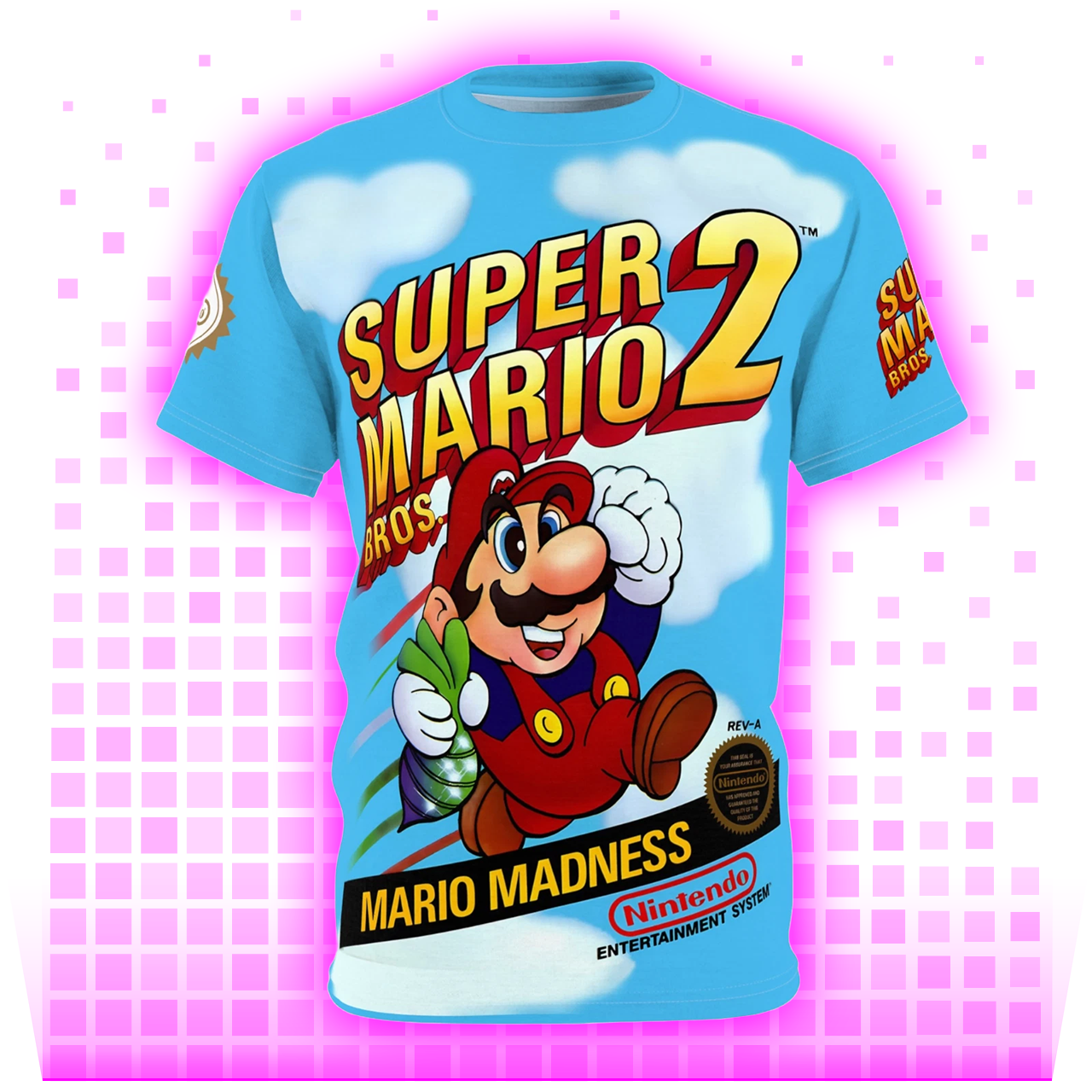 Super Mario Bros. 2 Retro NES T-Shirt Box Art Classic Nintendo Video Game (Copy)