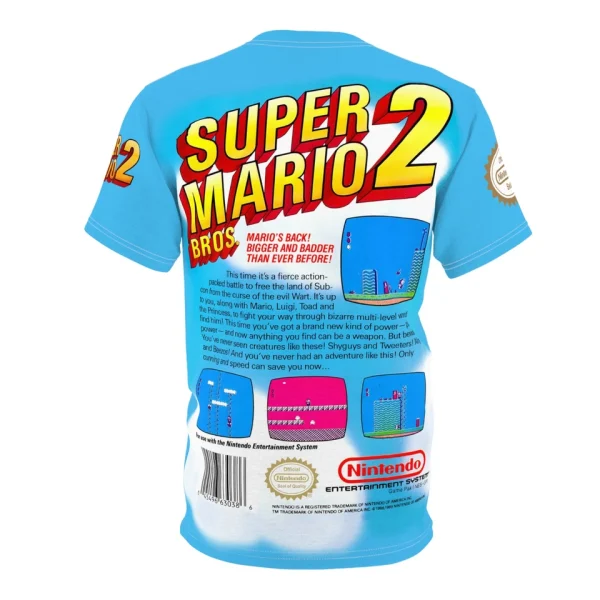 Super Mario Bros. 2 Retro NES T-Shirt Box Art Classic Nintendo Video Game