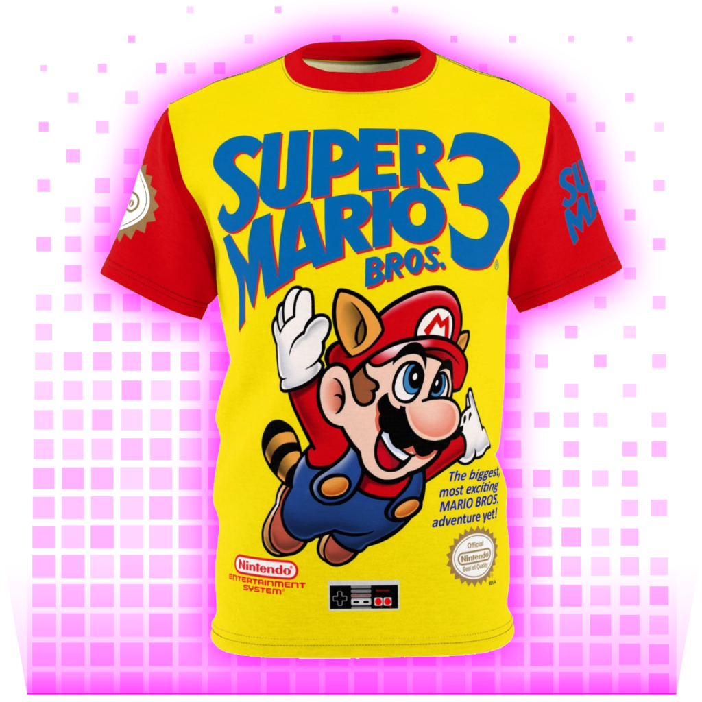 Super Mario Bros. 3 Retro NES T-Shirt Box Art Classic Nintendo Video Game