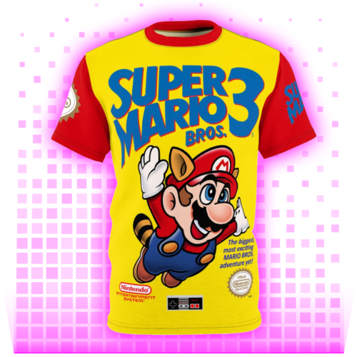 Super Mario Bros. 3 Retro NES T-Shirt Box Art Classic Nintendo Video Game
